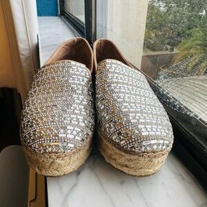 Steve Madden Women's Proud Rhinestones  Fabric Espadrilles Slip On Size 9.5